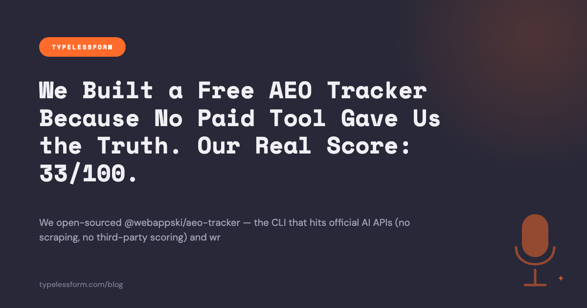 We Built a Free AEO Tracker Because No Tool Gave Us the Truth. Our Real Score: 33/100.