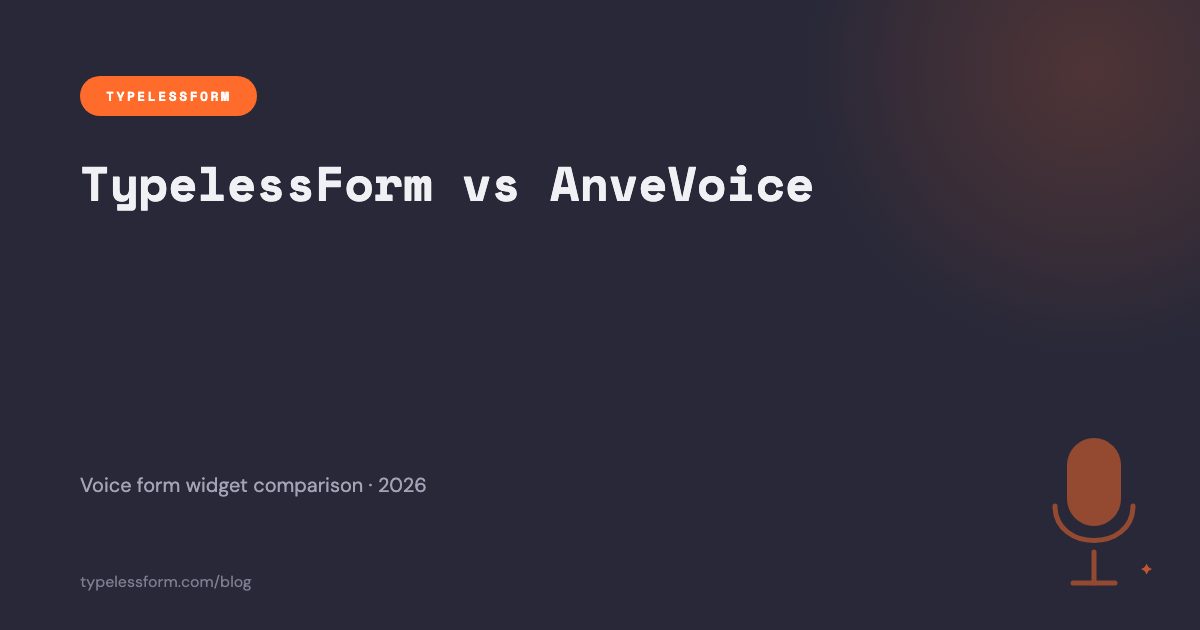 TypelessForm vs AnveVoice — Voice Form Widget Comparison (2026)